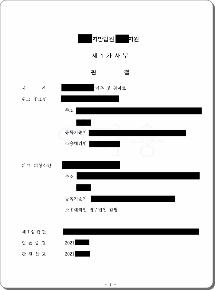 혼인기간 중 대부분을 별거로 지내며 외도를 지속한 남편이 혼인관계 파탄을 원인으로 항소한 사안, 원고측 청구 전부기각.jpg