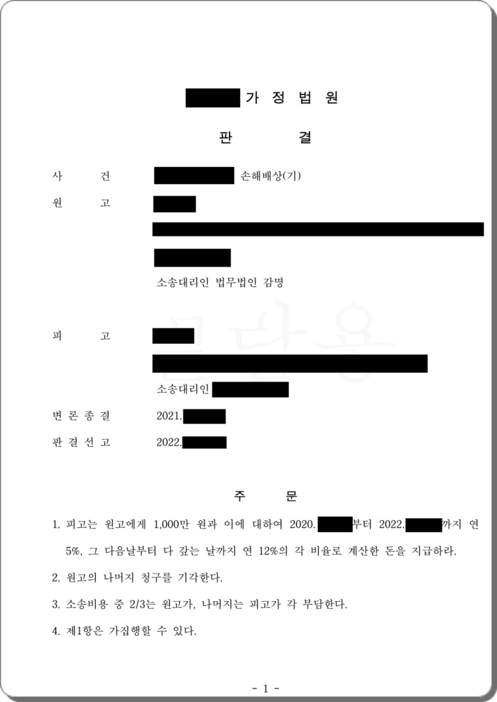 부정행위 사실 없었다고 주장하는 상간녀, 위자료 1000만 원 인정.jpg